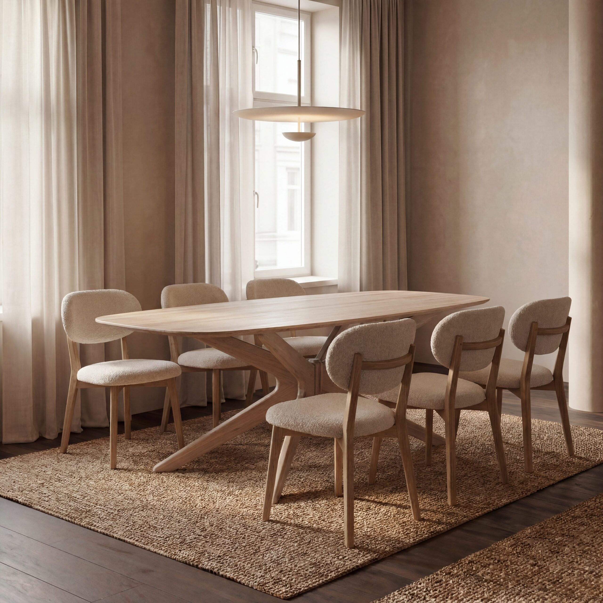 Eettafel Trapani Deens Ovaal 240×100| Kruispoot | Naturel