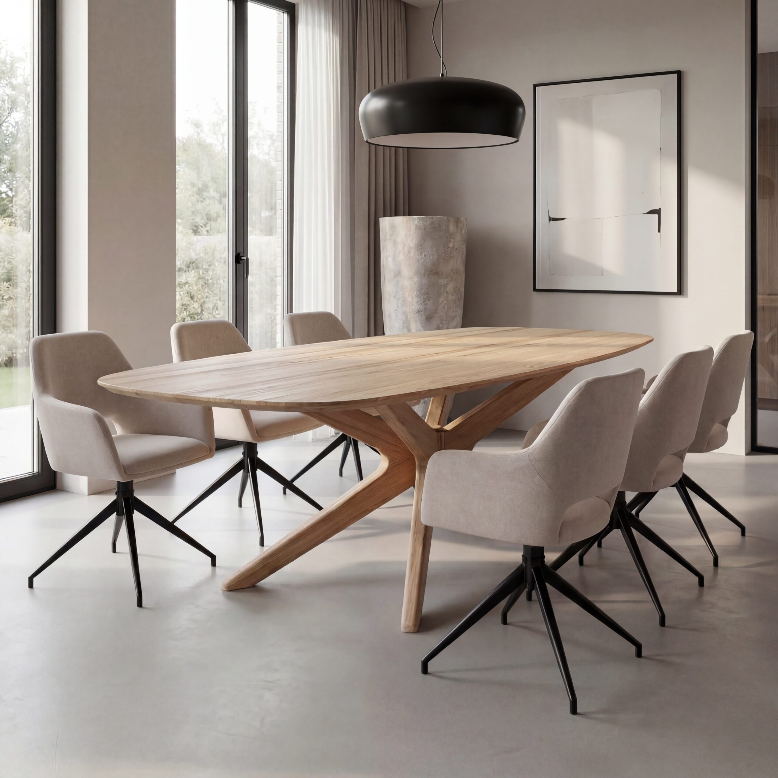 Eettafel Trapani Deens Ovaal 240×100| Kruispoot | Naturel