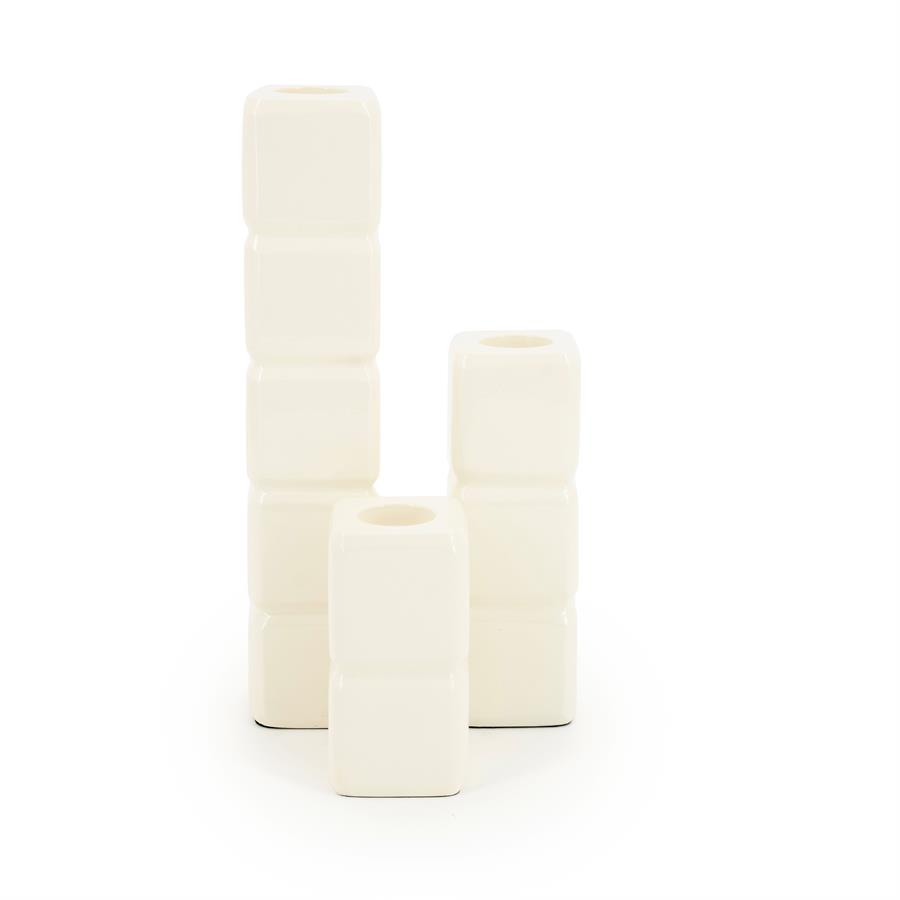 Kaarsenhouder Cube | Beige