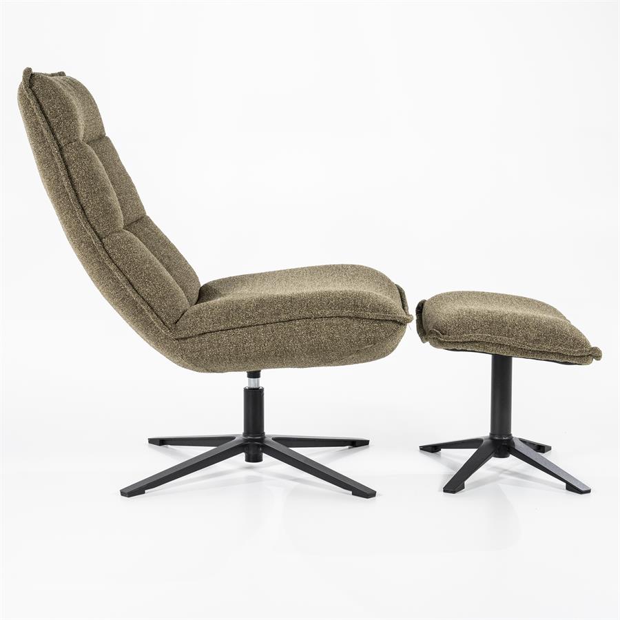Fauteuil Marcus met voetenbank | Groen