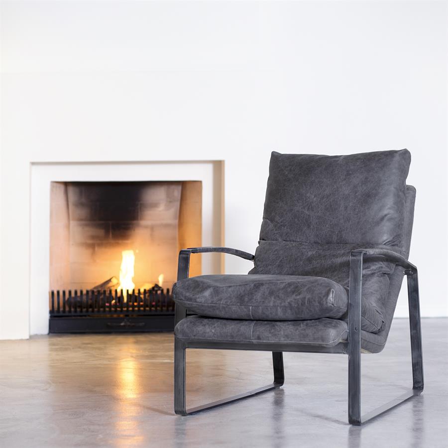 Fauteuil Lex vintage leer | Antraciet
