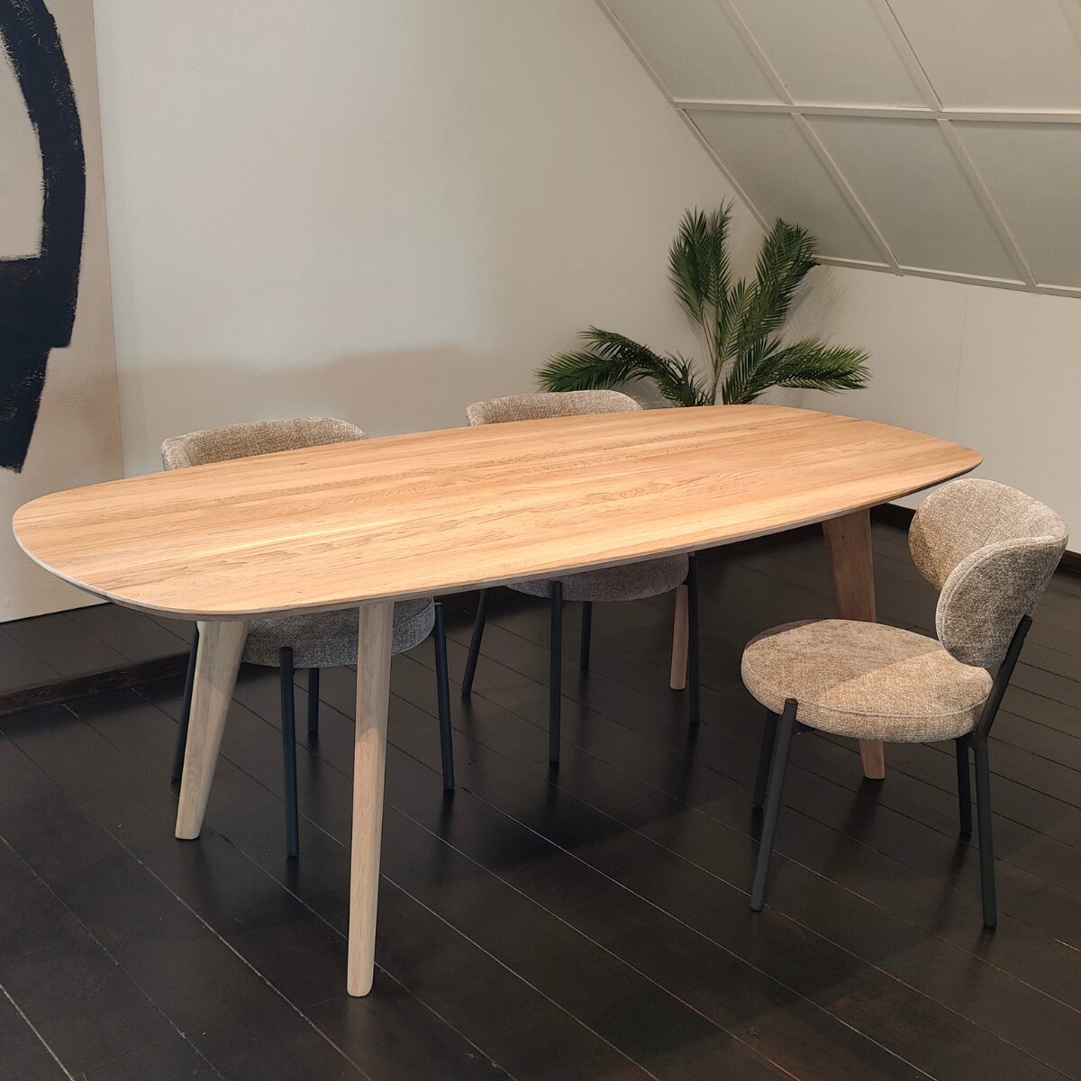 Eettafel Trapani Deens Ovaal 220×100| Hoekpoten | Naturel