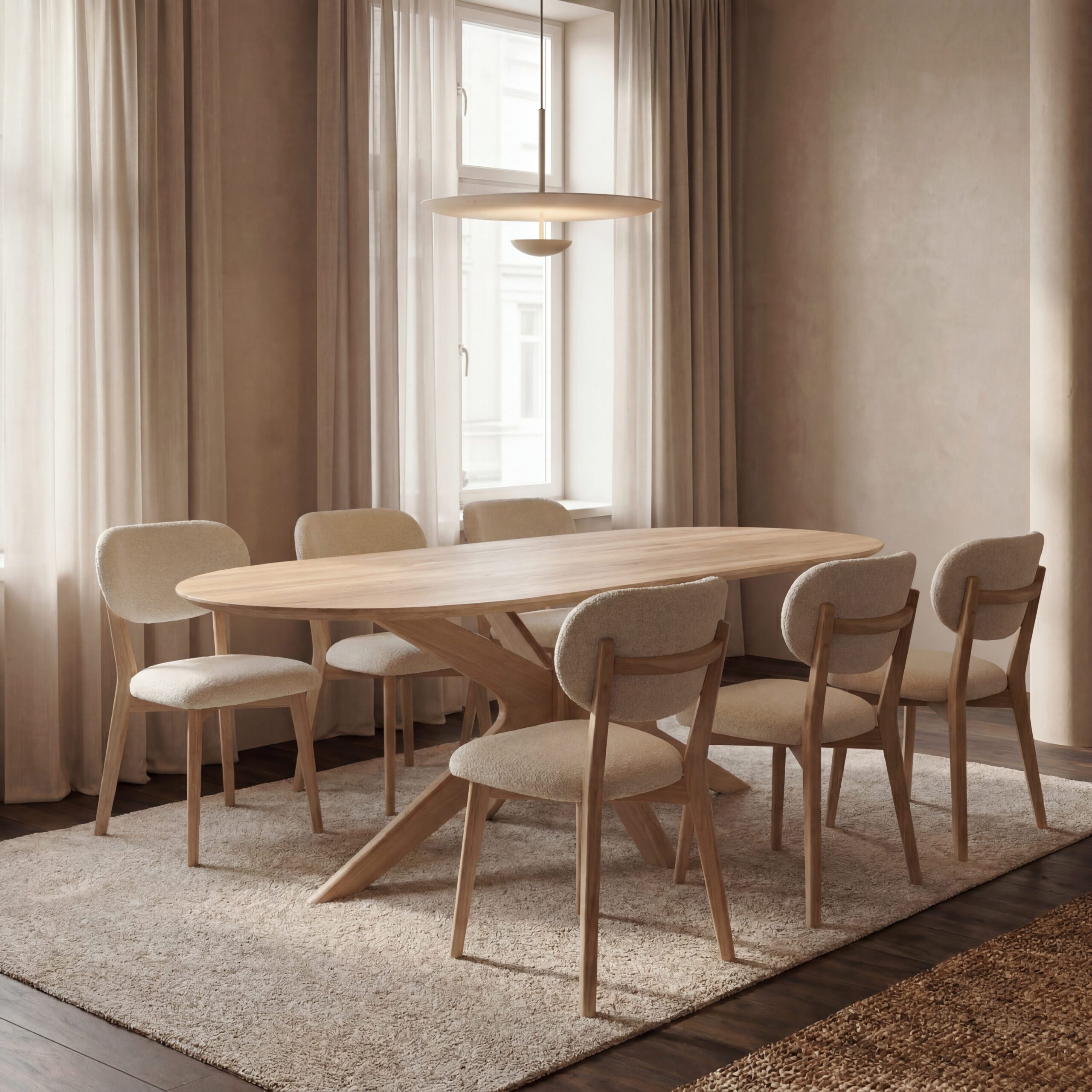 Eettafel Trapani Plat Ovaal 220×100 | Spiderpoot | Naturel