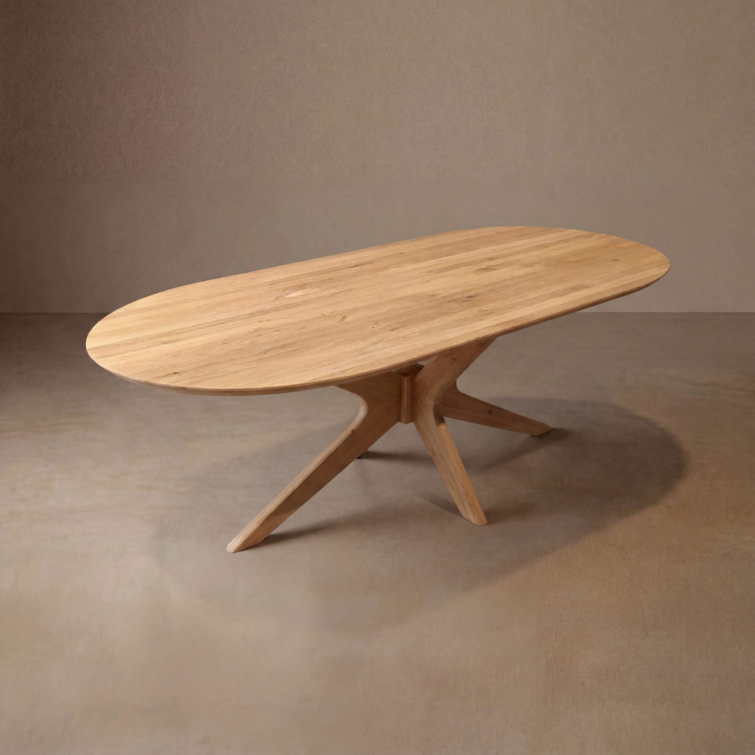 Eettafel Trapani Plat Ovaal 220×100 | Spiderpoot | Naturel